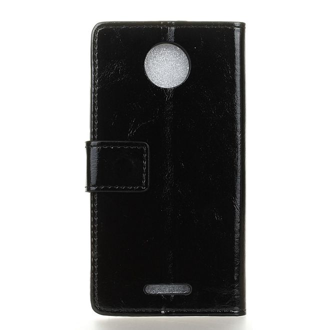 Motorola - Moto C Handy Case - Crazy Horse Leder Hülle - mit Magnetverschluss - schwarz