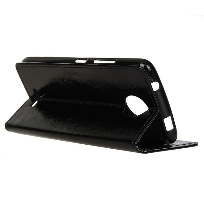 Motorola - Moto C Handy Case - Crazy Horse Leder Hülle - mit Magnetverschluss - schwarz