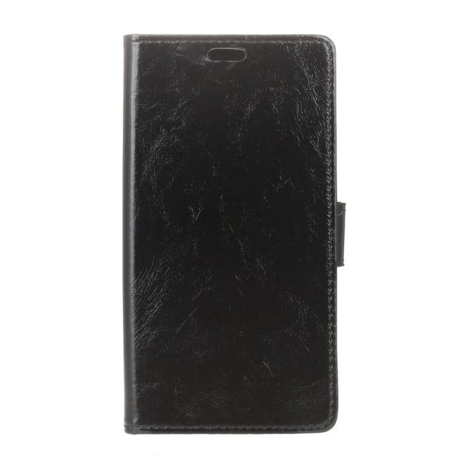 Motorola - Moto C Handy Case - Crazy Horse Leder Hülle - mit Magnetverschluss - schwarz