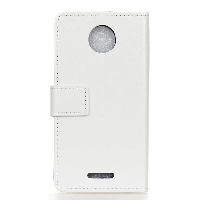 Motorola - Moto C Handy Case - Crazy Horse Leder Hülle - mit Magnetverschluss - weiss