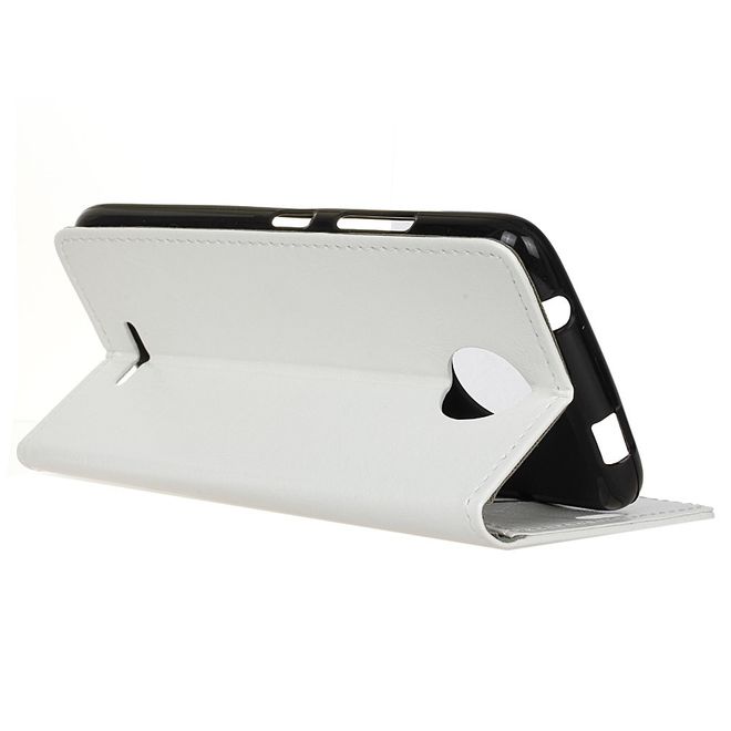 Motorola - Moto C Handy Case - Crazy Horse Leder Hülle - mit Magnetverschluss - weiss