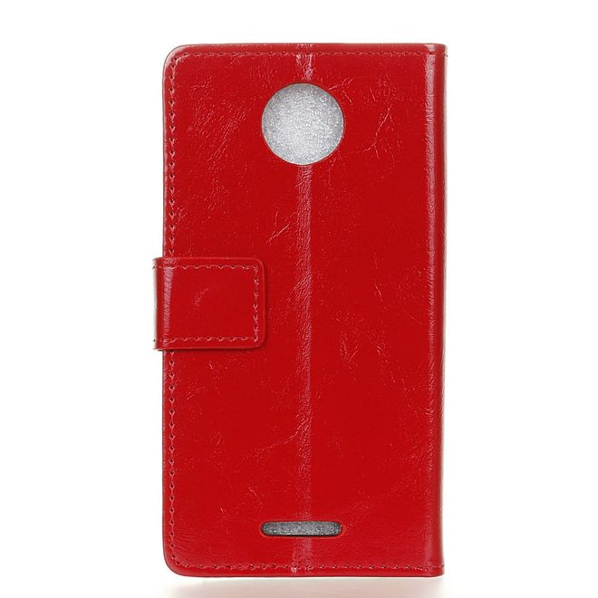 Motorola - Moto C Handy Case - Crazy Horse Leder Hülle - mit Magnetverschluss - rot