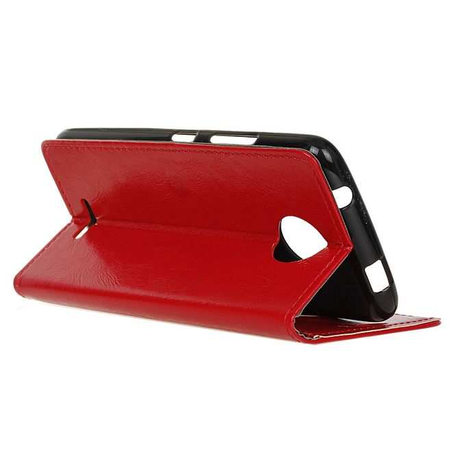 Motorola - Moto C Handy Case - Crazy Horse Leder Hülle - mit Magnetverschluss - rot