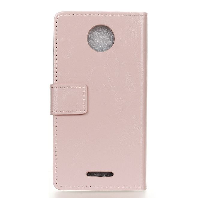 Motorola - Moto C Handy Case - Crazy Horse Leder Hülle - mit Magnetverschluss - pink