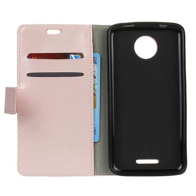 Motorola - Moto C Handy Case - Crazy Horse Leder Hülle - mit Magnetverschluss - pink
