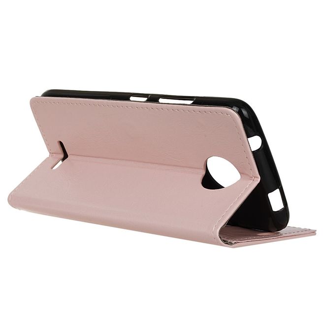 Motorola - Moto C Handy Case - Crazy Horse Leder Hülle - mit Magnetverschluss - pink