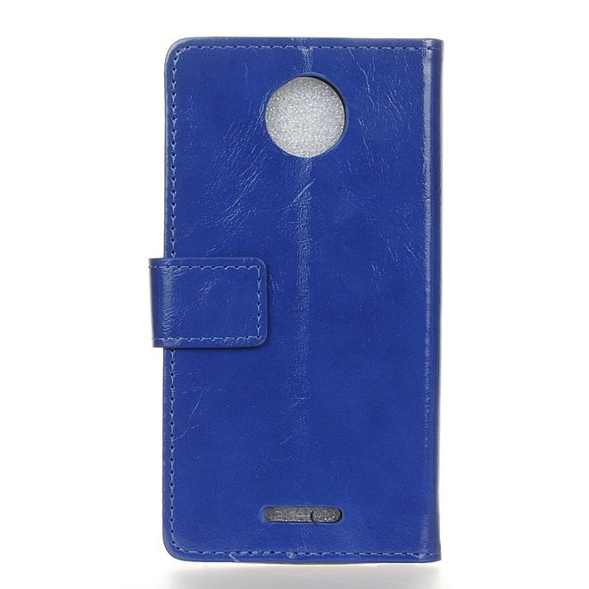 Motorola - Moto C Handy Case - Crazy Horse Leder Hülle - mit Magnetverschluss - blau