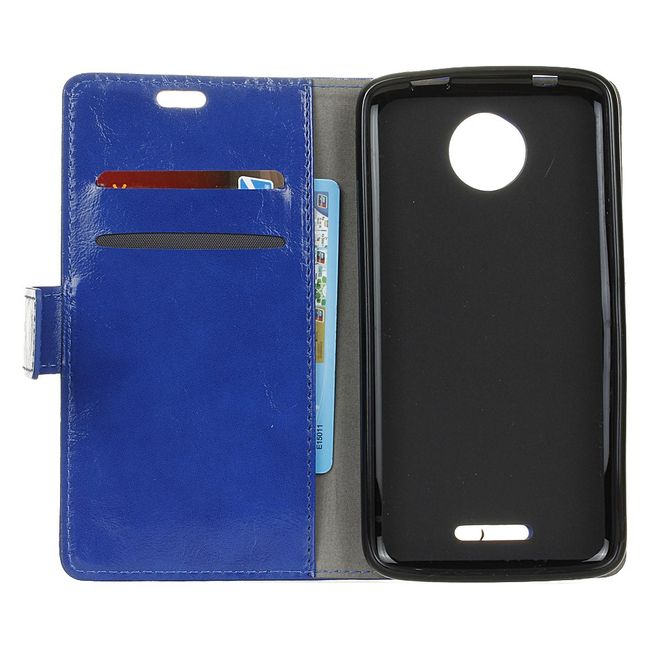 Motorola - Moto C Handy Case - Crazy Horse Leder Hülle - mit Magnetverschluss - blau