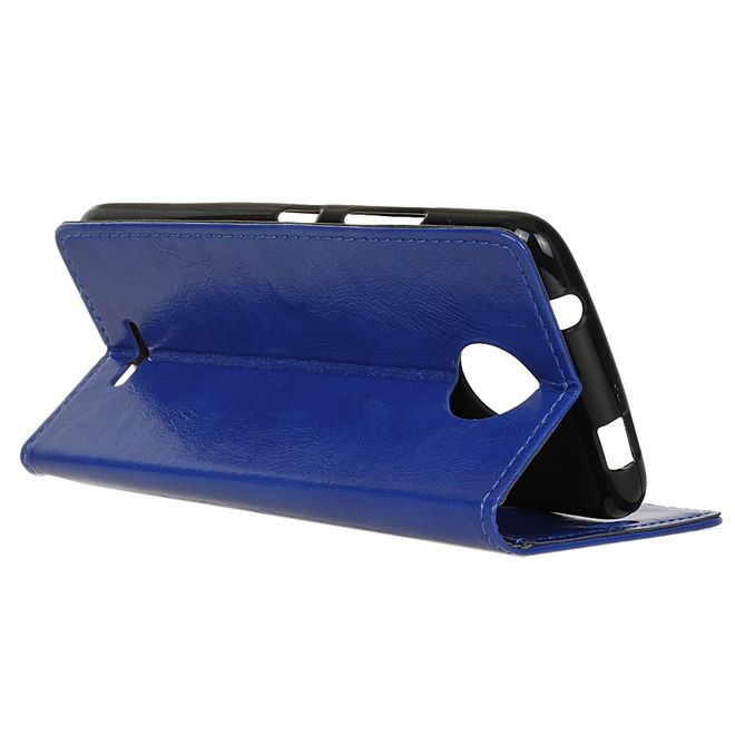 Motorola - Moto C Handy Case - Crazy Horse Leder Hülle - mit Magnetverschluss - blau