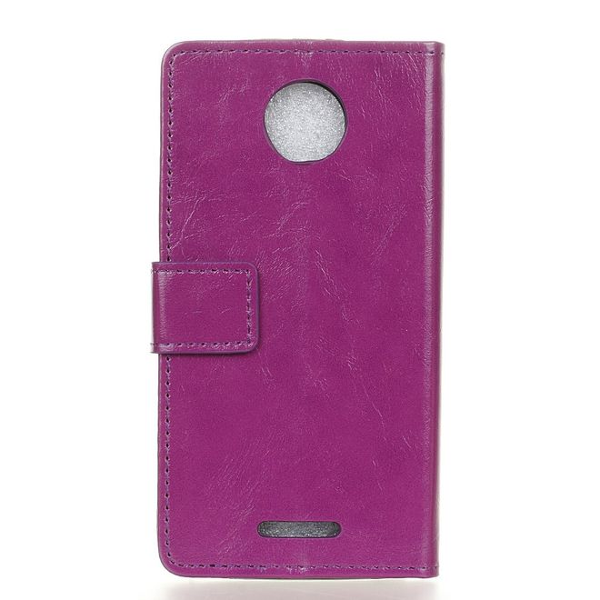 Motorola - Moto C Handy Case - Crazy Horse Leder Hülle - mit Magnetverschluss - purpur
