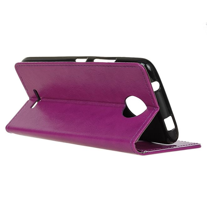 Motorola - Moto C Handy Case - Crazy Horse Leder Hülle - mit Magnetverschluss - purpur