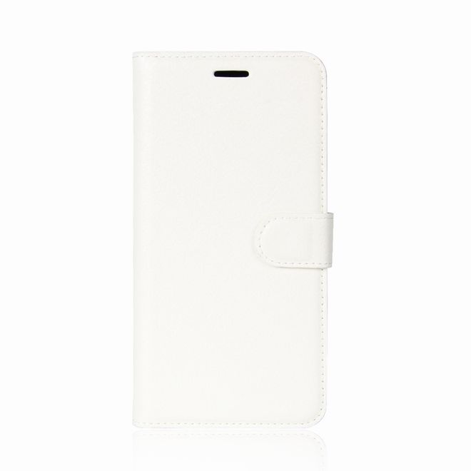 Motorola Moto C Plus Handyhülle - Case aus Leder - mit Standfunktion und Litchitextur - weiss