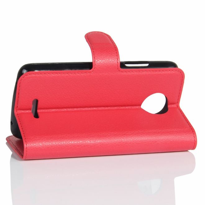 Motorola Moto C Plus Handyhülle - Case aus Leder - mit Standfunktion und Litchitextur - rot
