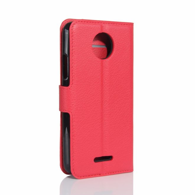 Motorola Moto C Plus Handyhülle - Case aus Leder - mit Standfunktion und Litchitextur - rot