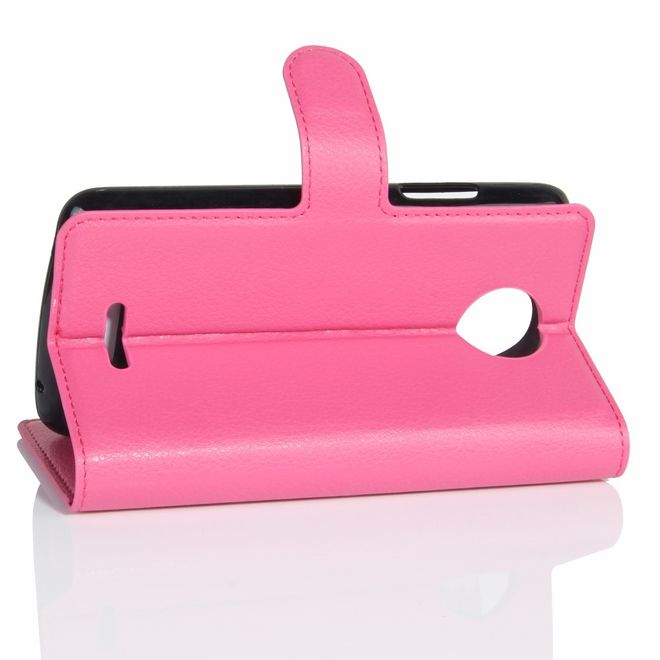 Motorola Moto C Plus Handyhülle - Case aus Leder - mit Standfunktion und Litchitextur - rosa