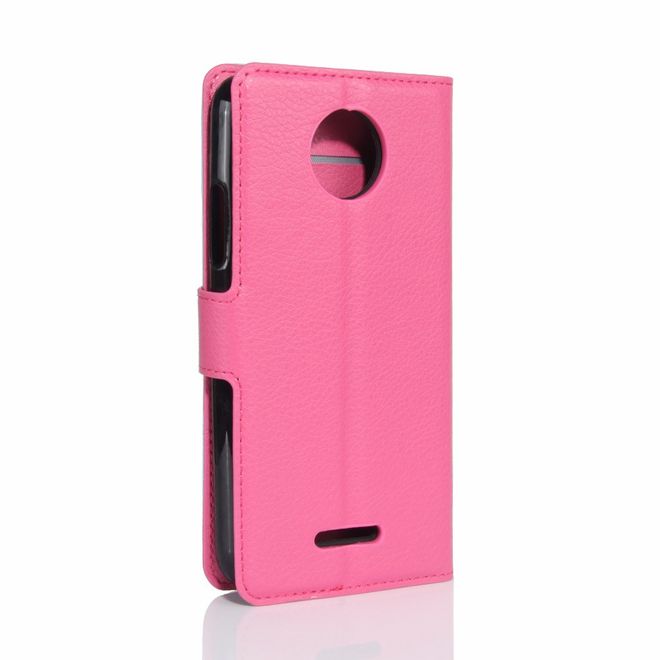 Motorola Moto C Plus Handyhülle - Case aus Leder - mit Standfunktion und Litchitextur - rosa