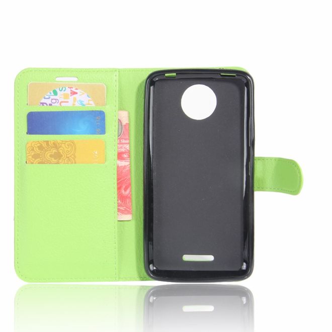Motorola Moto C Plus Handyhülle - Case aus Leder - mit Standfunktion und Litchitextur - grün