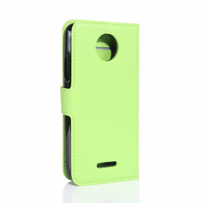 Motorola Moto C Plus Handyhülle - Case aus Leder - mit Standfunktion und Litchitextur - grün