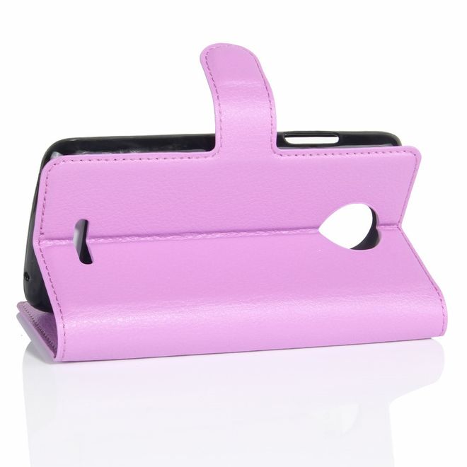 Motorola Moto C Plus Handyhülle - Case aus Leder - mit Standfunktion und Litchitextur - purpur