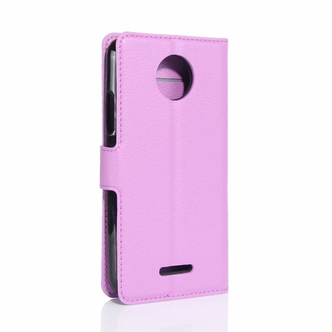 Motorola Moto C Plus Handyhülle - Case aus Leder - mit Standfunktion und Litchitextur - purpur