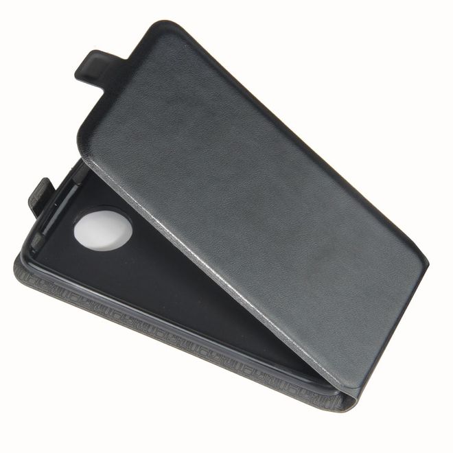 Motorola Moto C Plus Handy Hülle - Crazy Horse Leder Flipcase - vertikal - schwarz