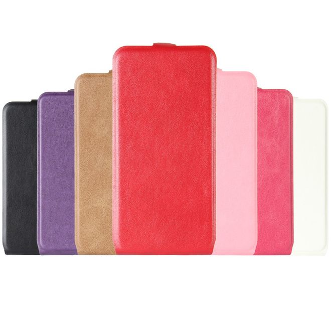 Motorola Moto C Plus Handy Hülle - Crazy Horse Leder Flipcase - vertikal - schwarz