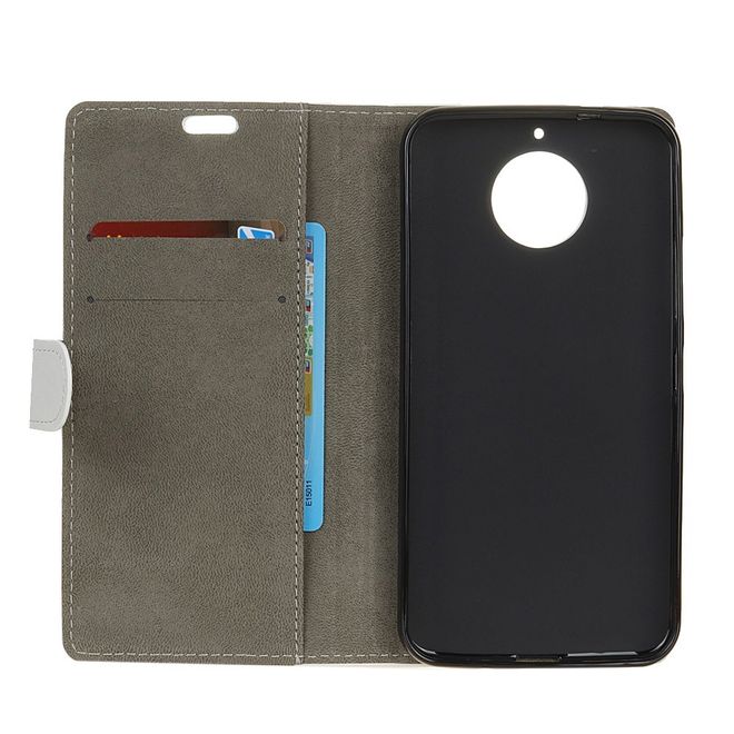 Motorola Moto E4 Plus Handy Hülle - Bookcover aus Leder - mit Magnetverschluss - weiss