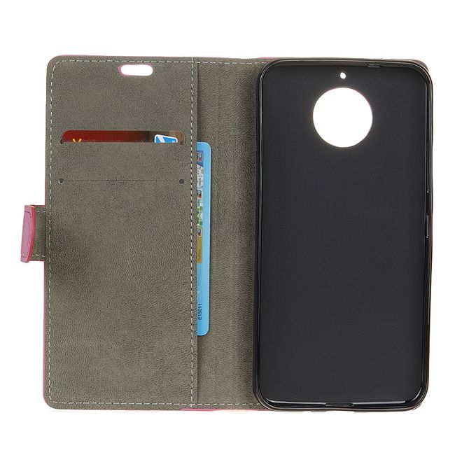 Motorola Moto E4 Plus Handy Hülle - Bookcover aus Leder - mit Magnetverschluss - pink