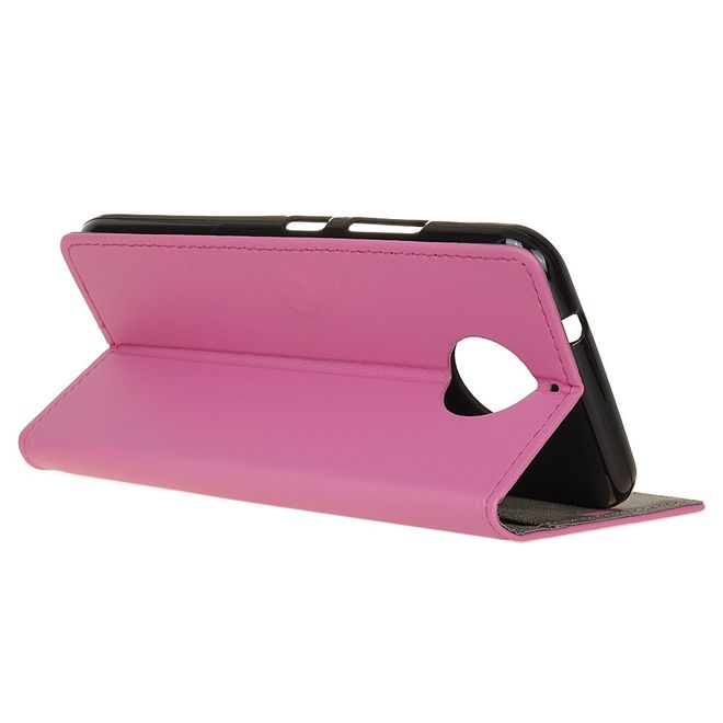Motorola Moto E4 Plus Handy Hülle - Bookcover aus Leder - mit Magnetverschluss - pink