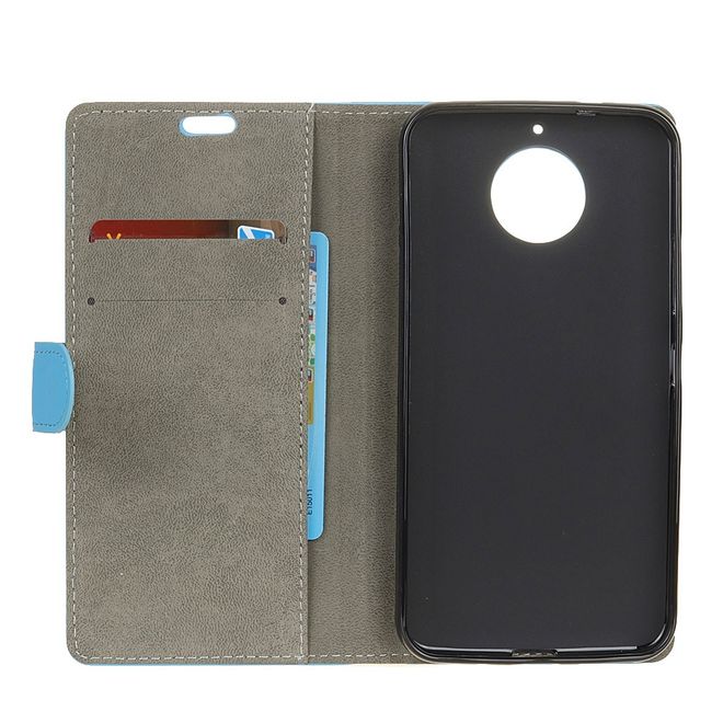 Motorola Moto E4 Plus Handy Hülle - Bookcover aus Leder - mit Magnetverschluss - blau