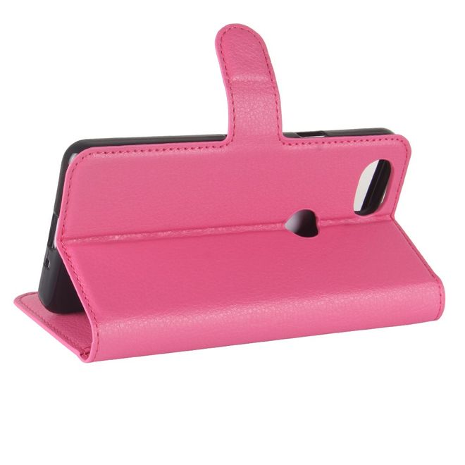 Google Pixel 2 Handyhülle - Cover aus Leder - mit Standfunktion und Litchitextur - rosa