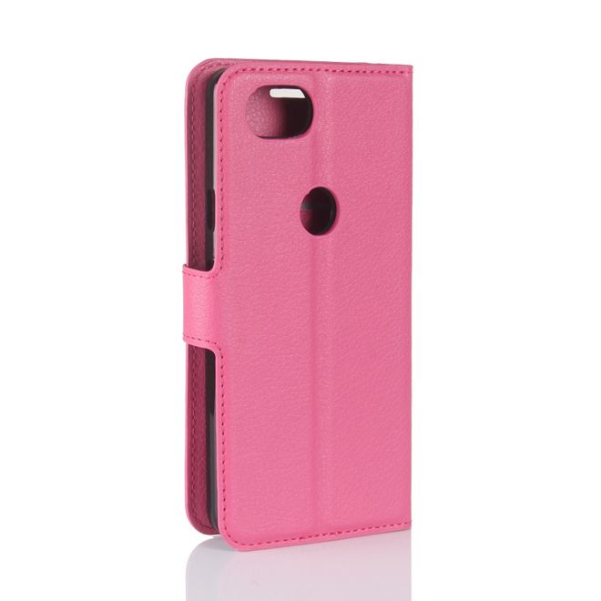 Google Pixel 2 Handyhülle - Cover aus Leder - mit Standfunktion und Litchitextur - rosa