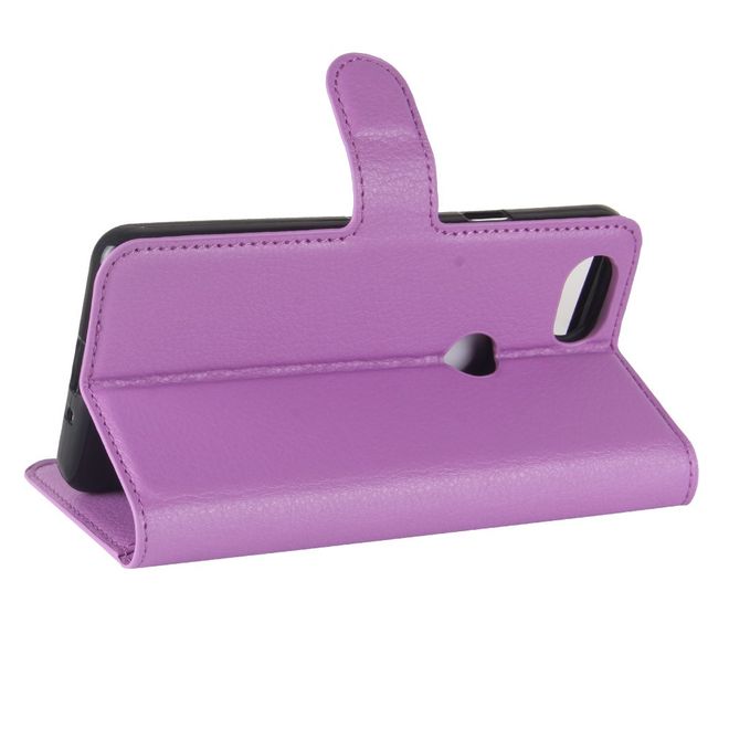 Google Pixel 2 Handyhülle - Cover aus Leder - mit Standfunktion und Litchitextur - purpur