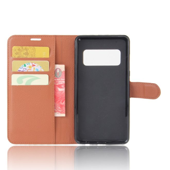 Asus Zenfone AR ZS571KL Hülle - Handy Case aus Leder - mit Standfunktion und Litchitextur - braun