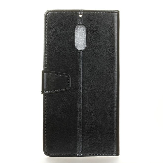 Wiko View XL Handyhülle - Crazy Horse Leder Bookcover - mit Standfunktion - schwarz