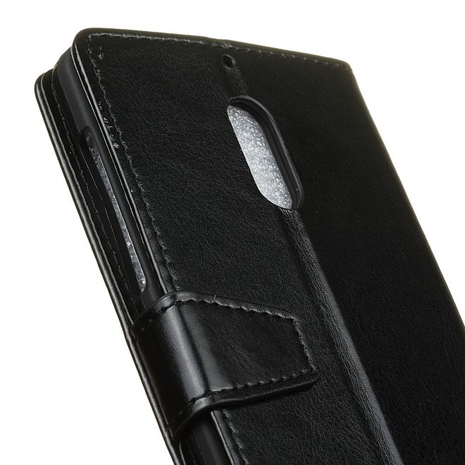 Wiko View XL Handyhülle - Crazy Horse Leder Bookcover - mit Standfunktion - schwarz