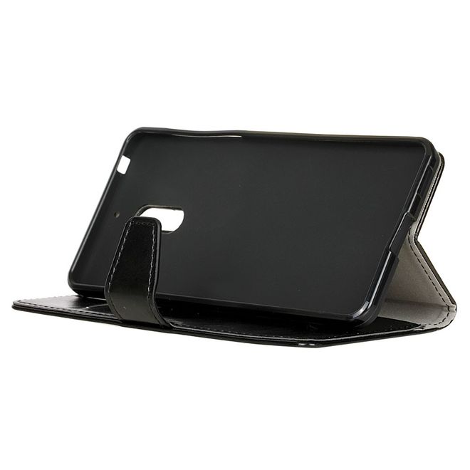Wiko View XL Handyhülle - Crazy Horse Leder Bookcover - mit Standfunktion - schwarz
