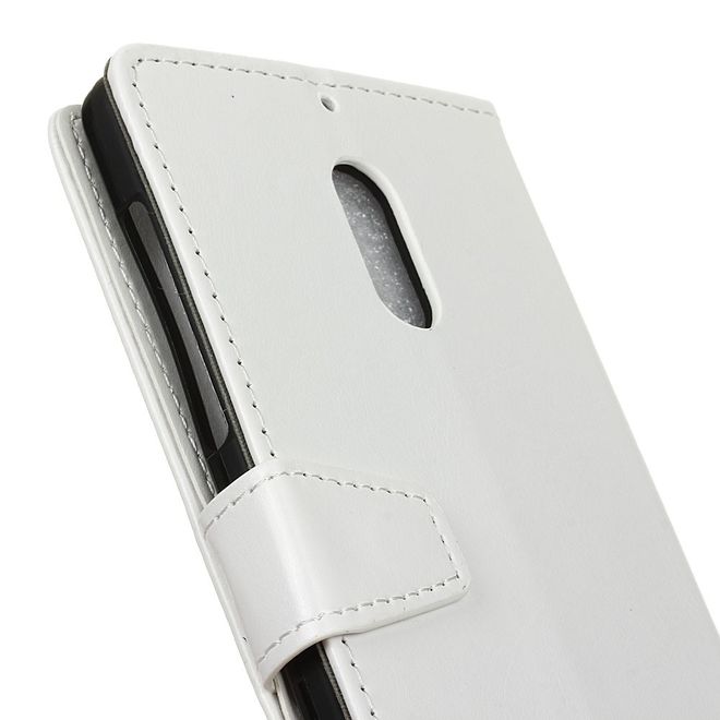 Wiko View XL Handyhülle - Crazy Horse Leder Bookcover - mit Standfunktion - weiss