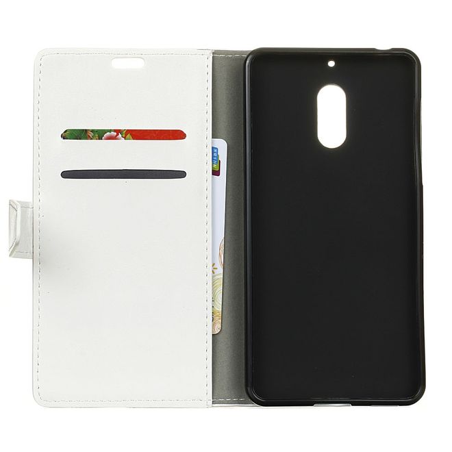 Wiko View XL Handyhülle - Crazy Horse Leder Bookcover - mit Standfunktion - weiss