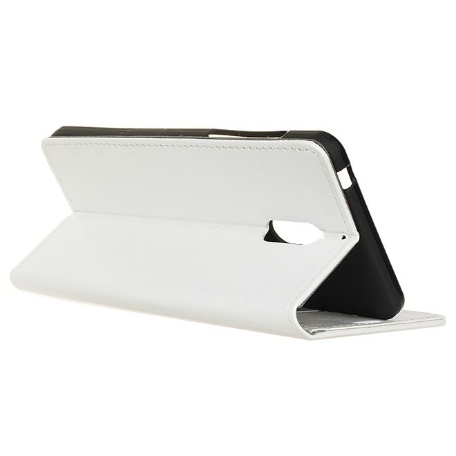 Wiko View XL Handyhülle - Crazy Horse Leder Bookcover - mit Standfunktion - weiss