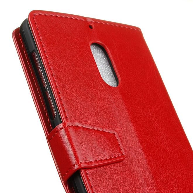 Wiko View XL Handyhülle - Crazy Horse Leder Bookcover - mit Standfunktion - rot