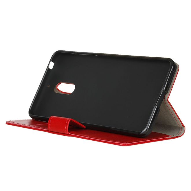 Wiko View XL Handyhülle - Crazy Horse Leder Bookcover - mit Standfunktion - rot