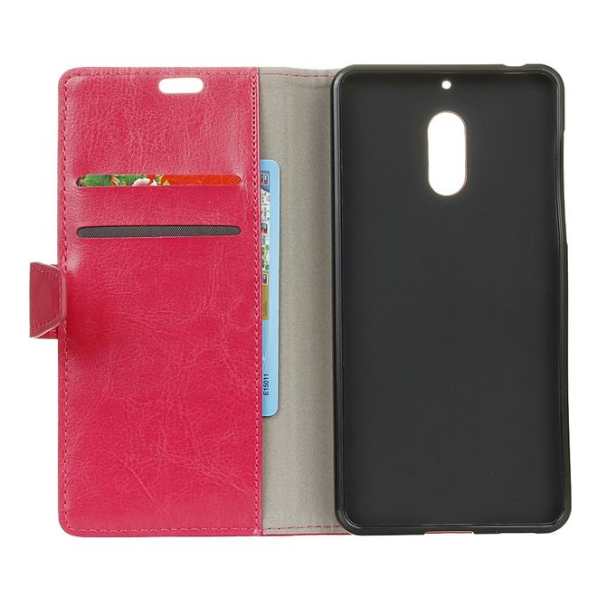 Wiko View XL Handyhülle - Crazy Horse Leder Bookcover - mit Standfunktion - rosa