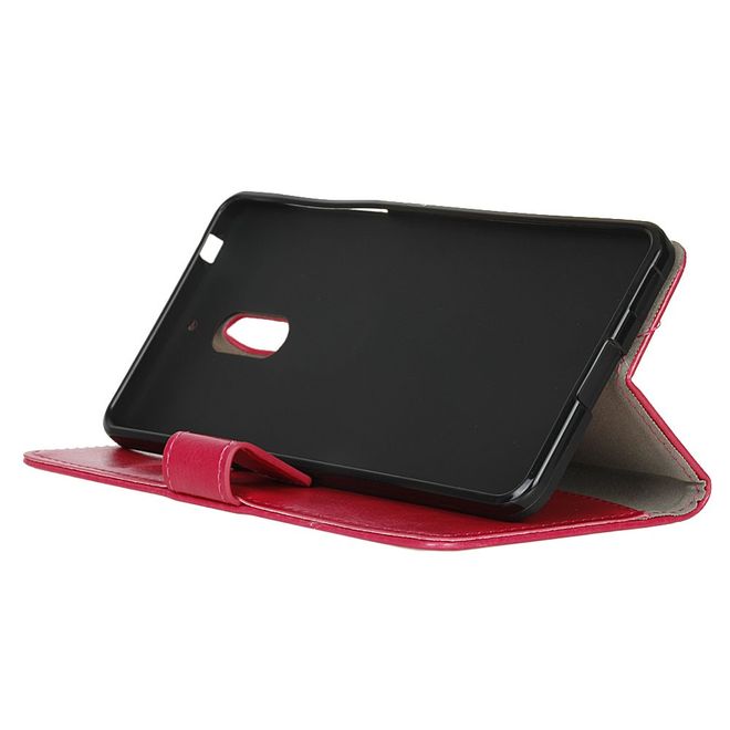 Wiko View XL Handyhülle - Crazy Horse Leder Bookcover - mit Standfunktion - rosa