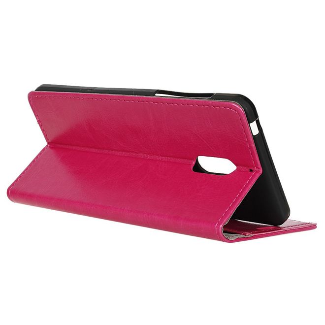 Wiko View XL Handyhülle - Crazy Horse Leder Bookcover - mit Standfunktion - rosa