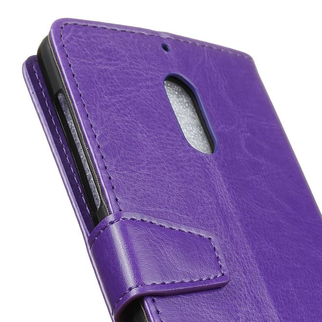 Wiko View XL Handyhülle - Crazy Horse Leder Bookcover - mit Standfunktion - purpur