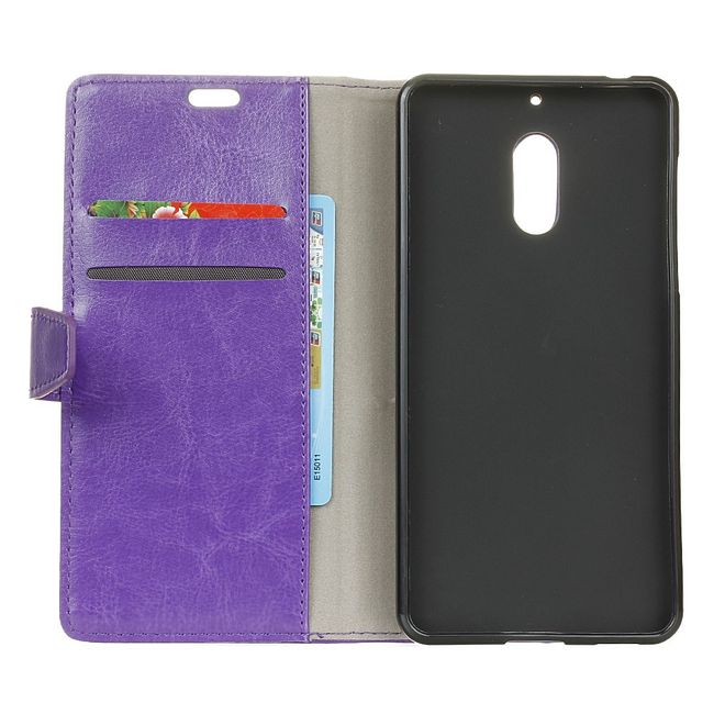 Wiko View XL Handyhülle - Crazy Horse Leder Bookcover - mit Standfunktion - purpur