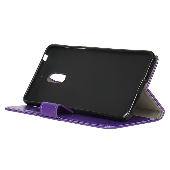 Wiko View XL Handyhülle - Crazy Horse Leder Bookcover - mit Standfunktion - purpur