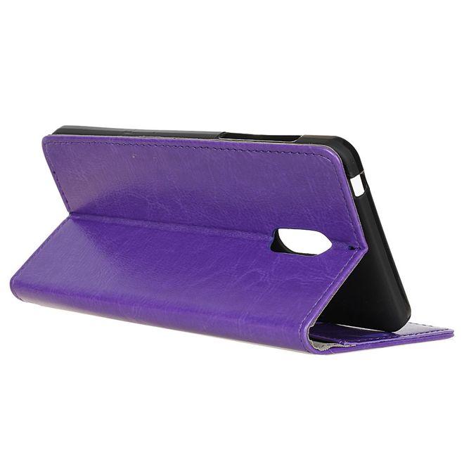 Wiko View XL Handyhülle - Crazy Horse Leder Bookcover - mit Standfunktion - purpur