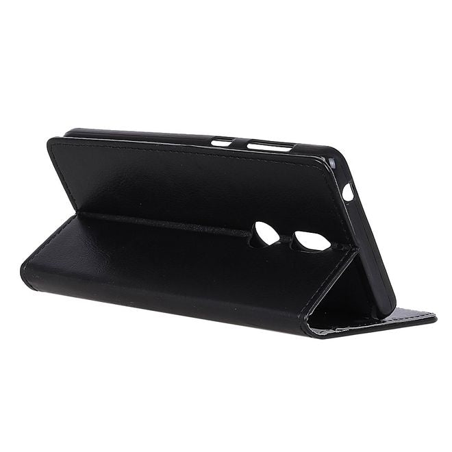 Nokia 7 Handy Hülle - Crazy Horse Leder Bookcover - mit Standfunktion - schwarz